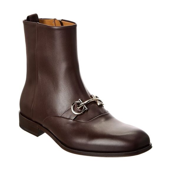 Ferragamo Geremia Leather Boot Brown